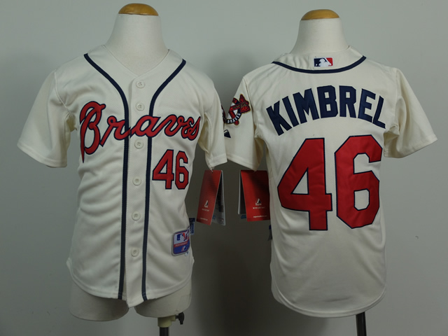 Youth Atlanta Braves 46 Kimbrel Cream MLB Jerseys